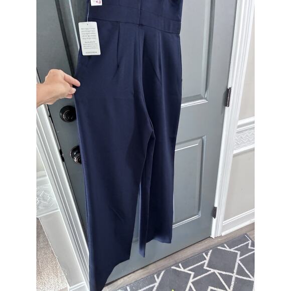 ELIZA J Womens Ruffle Halter Neck Jumpsuit Size 8 Navy NWT - Picture 8 of 14